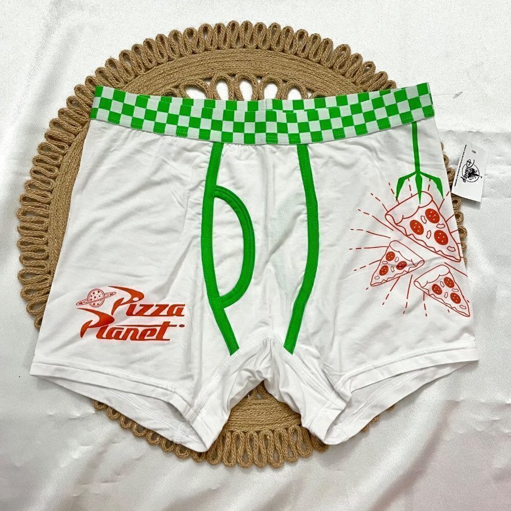NWT Disney Toy Story Pizza Planet Boxers White Size S